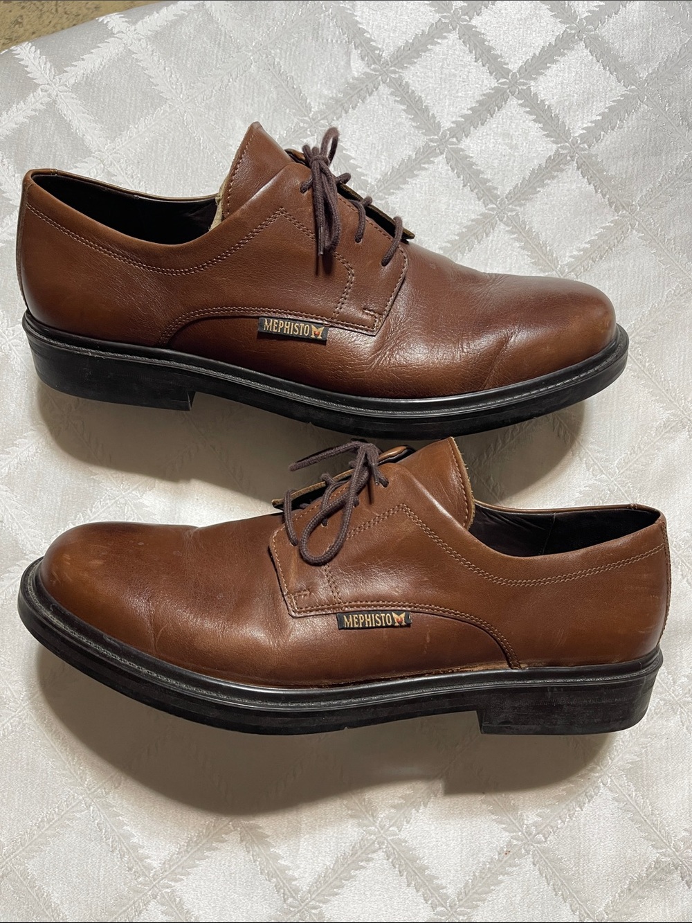 Mephisto Brown Leather Lace-Up Derby Shoes for Men Size 12